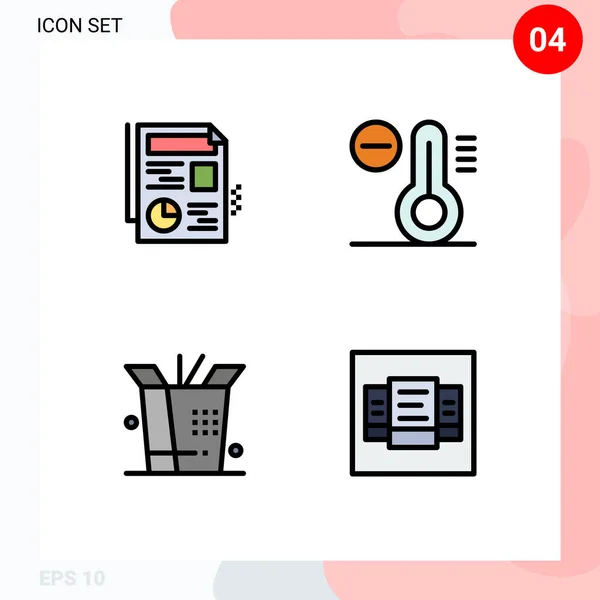 Set Modern Icons Sysymbols Signs Document Price Climate Food Editable — Vector de stock