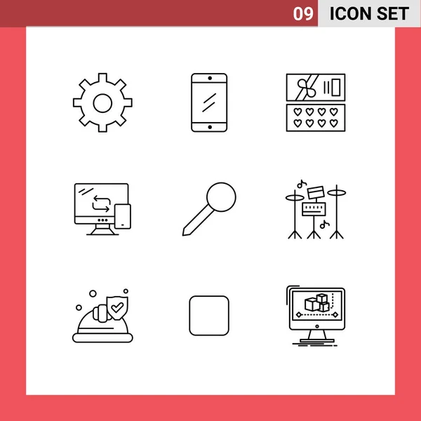 User Interface Pack Basic Outlines Mark Pin Cosmetic Map Networking — Stock Vector