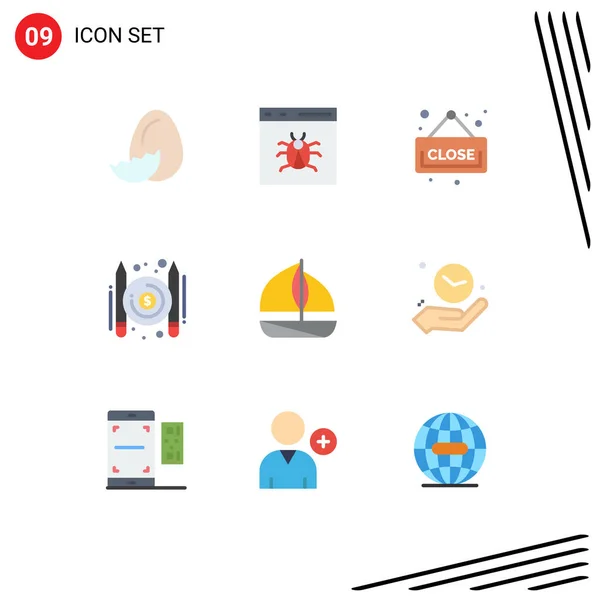 Universal Icon Symbols Group Modern Flat Színek Csónak Író Fejlesztés — Stock Vector