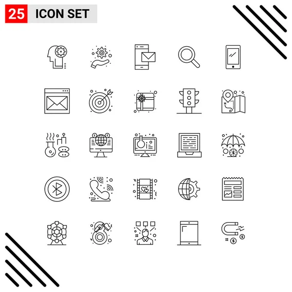 Universal Icon Symbols Group Modern Lines Smart Phone Search Message — Vetor de Stock