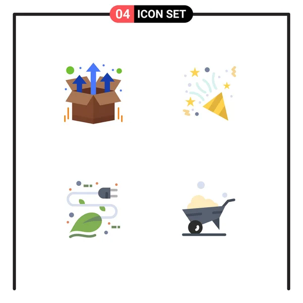 Set Commercial Flat Icons Csomag Csomagban Levél Csillag Környezetbarát Szerkeszthető — Stock Vector