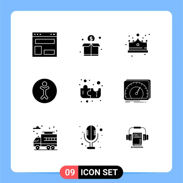 User Interface Pack Basic Solid Glyphs Puzzle Person Money Human — Stock Vector