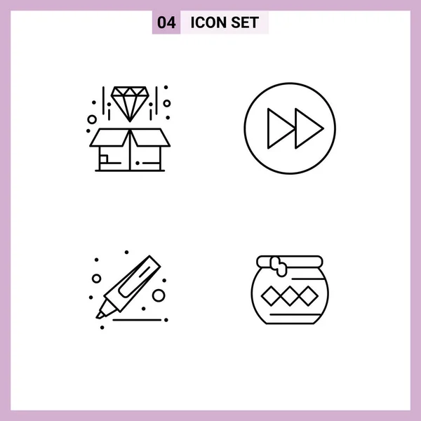 Mobile Interface Line Set Pictograms Box Drawing Product Arrows Marker — стоковый вектор