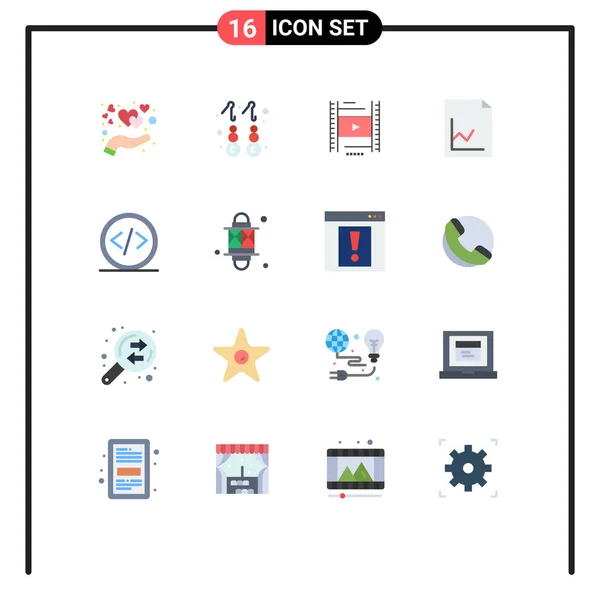 사용자 인터페이스 Colors Development Code Vedio Graph Analytics Editable Pack — 스톡 벡터