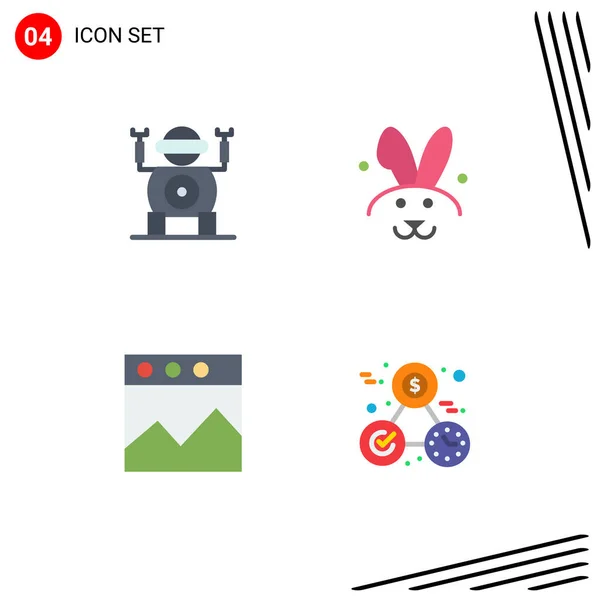 Stock Vector Icon Pack Mit Linienzeichen Und Symbolen Für Roboter — Stockvektor