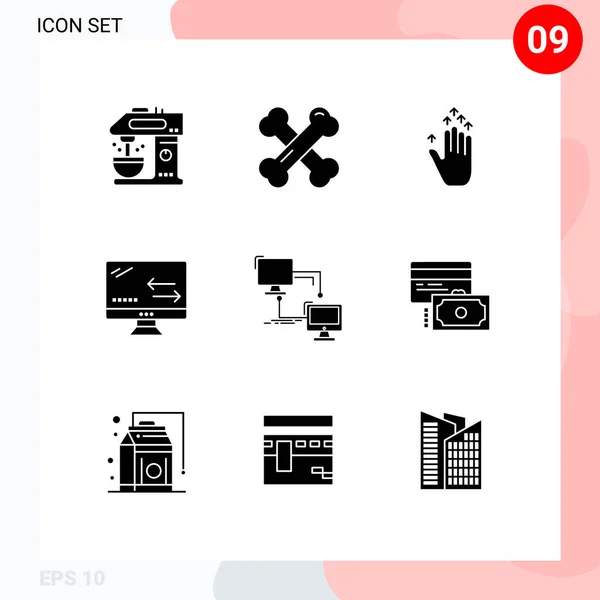 Universal Solid Glyphs Set Web Mobile Applications Kapcsolat Helyi Gesztus — Stock Vector