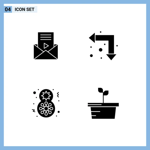 Ensemble Symboles Modernes Icônes Interface Utilisateur Signes Pour Courrier Fleur — Image vectorielle