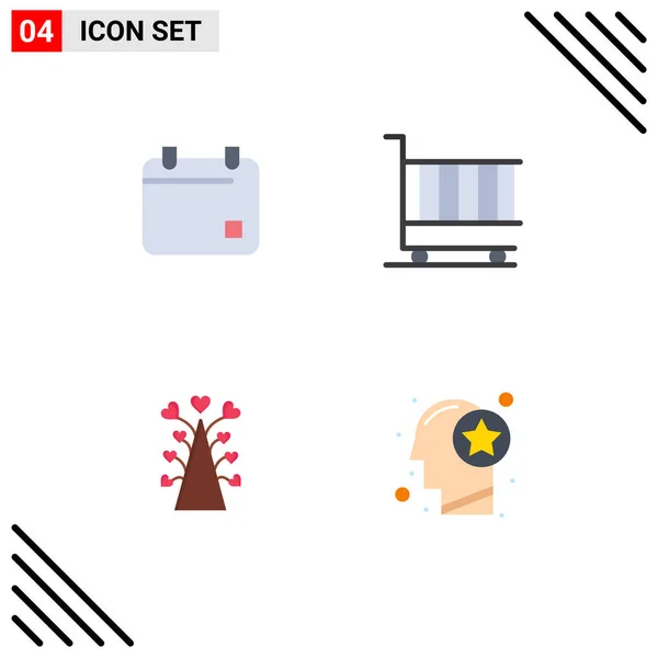 Modern Set Flat Icons Pictograph Cinema Love Date Finance Heart — Archivo Imágenes Vectoriales