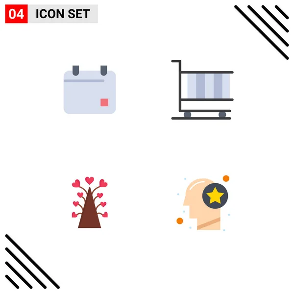 Modern Set Flat Icons Pictograph Cinema Love Date Finance Heart — Vector de stock