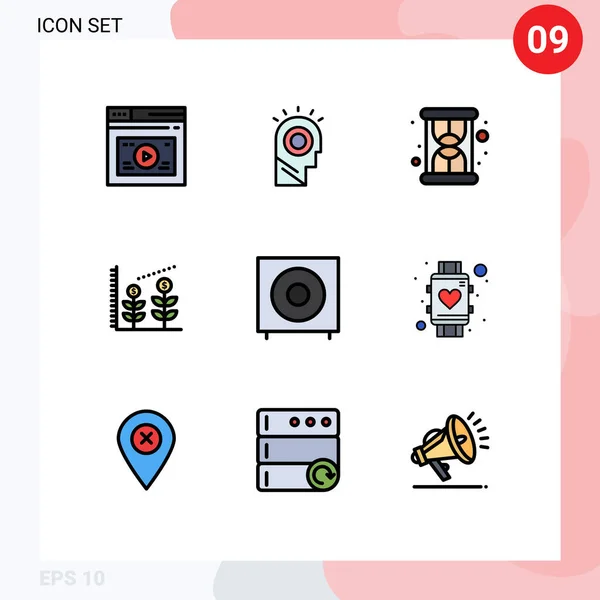 Set Modern Icons Sysymbols Signs Electronics Bass Hat Startup Finance — Vector de stock