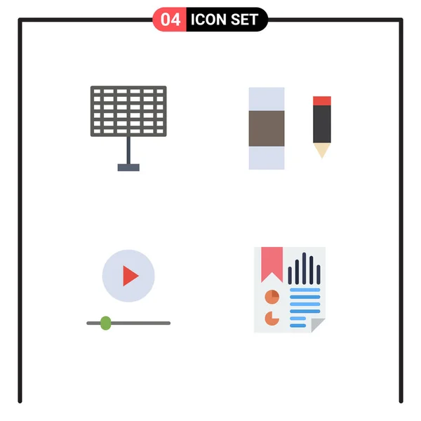 Modern Set Flat Icons Symbols Battery Technology Column Devices Data — Stock Vector