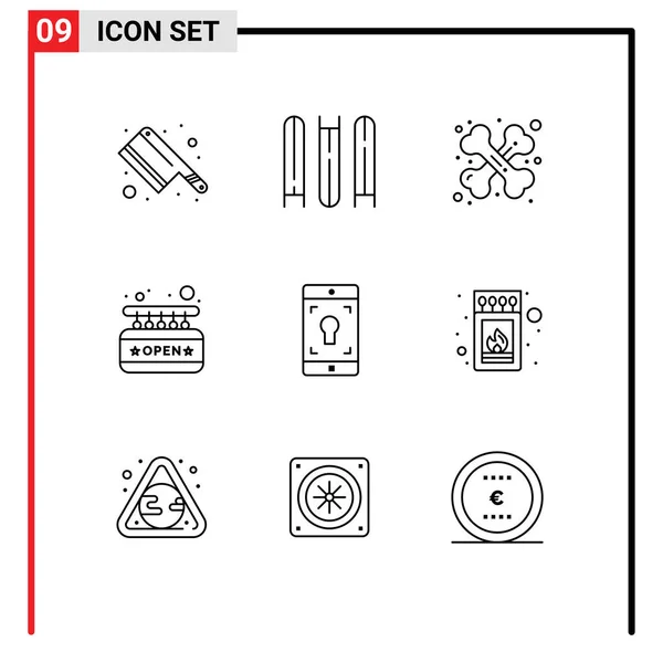 Universal Icon Symbols Group Modern Outlines Screen Mobile Medizinische Anwendung — Stockvektor