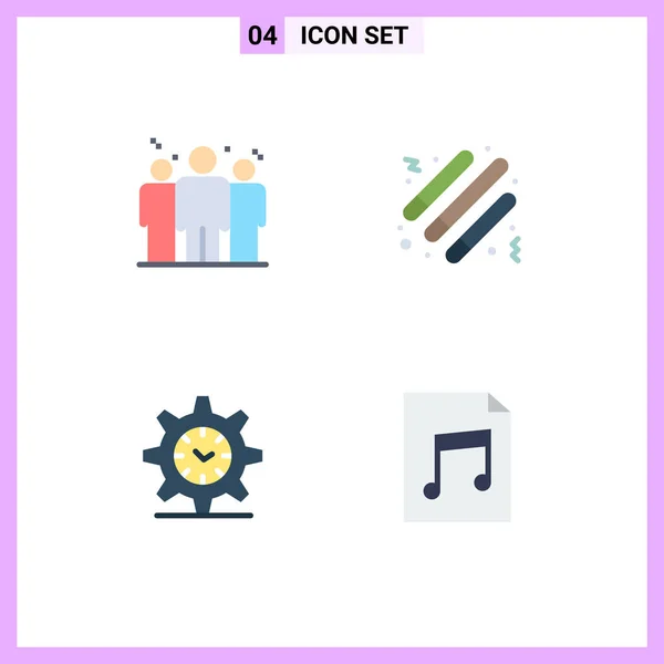 Set Vector Flat Icons Grid Business Setting Corporate Party Watch — Vector de stock