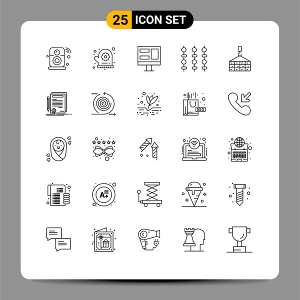 Stock Vector Icon Pack Mit Linienzeichen Und Symbolen Für Bau — Stockvektor