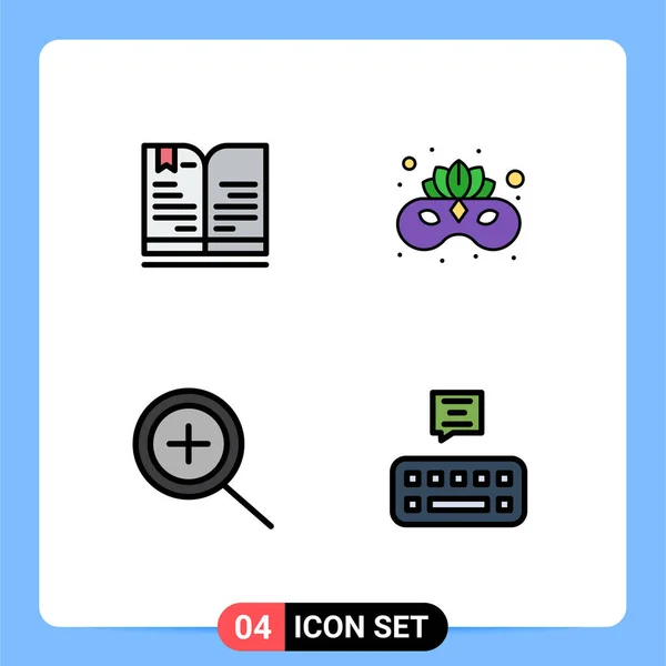 ピクトグラム4シンプルなファイルラインフラットバックの色の学校 ズーム ノート マスク チャット編集可能なベクトルデザイン要素のセット — ストックベクタ