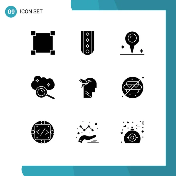 Set Modern Icons Símbolos Sinais Para Imaginaton Nuvem Internet Mapa — Vetor de Stock