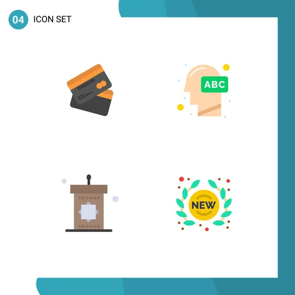 Piktogrammset Mit Einfachen Flachen Symbolen Für Kreditkarte Mensch Kreditkarte Einkaufen — Stockvektor
