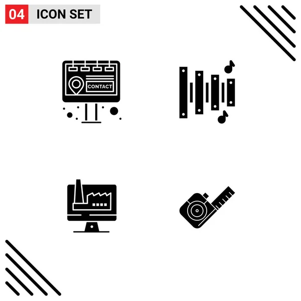 Set Modern Icons Sysymbols Signs Billboard Factory Custom Computer Measuring — Vector de stock