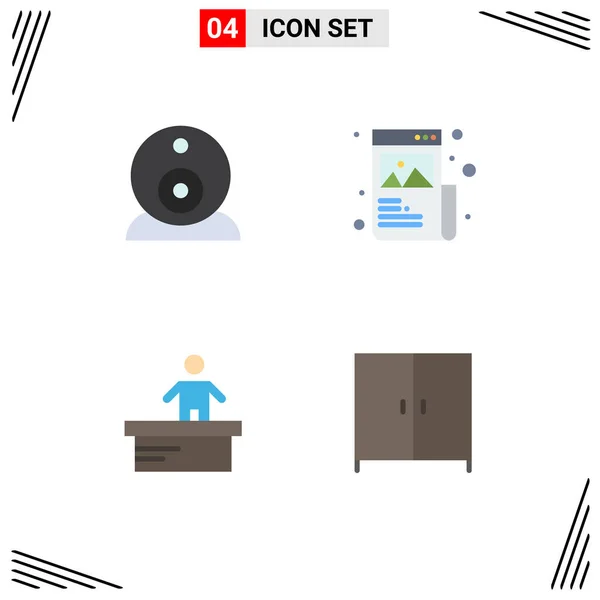 Set Vector Flat Icons Grid Security Desk Art Graphic Worker — Vector de stock