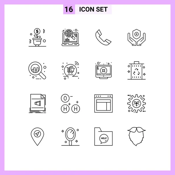 Stock Vector Icon Pack Line Signs Symbols Analytics Shield Seo — Stock Vector