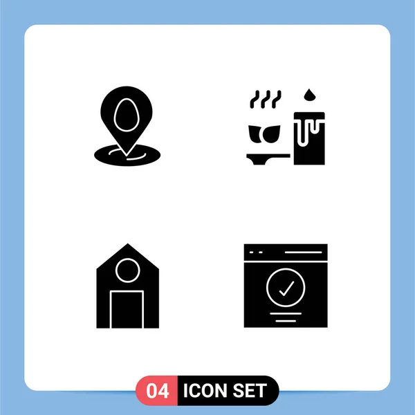 Modern Set Solid Glyphs Pictograph Location Learn Easter Relaxation Science — Archivo Imágenes Vectoriales