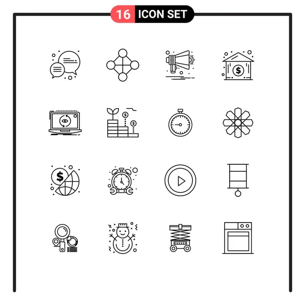 Stock Vector Icon Pack Line Signs Sysymbols Update New Multimedia — Vector de stock