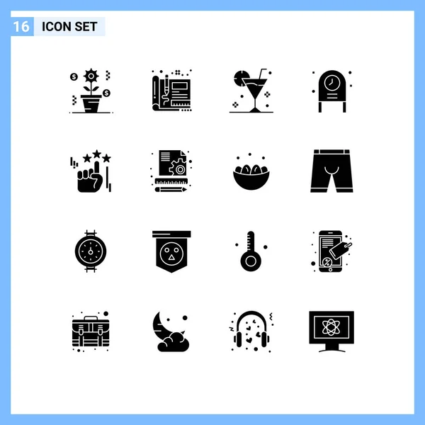 Universal Icon Symbols Group Modern Solid Glyphs Party Clock Design — Διανυσματικό Αρχείο