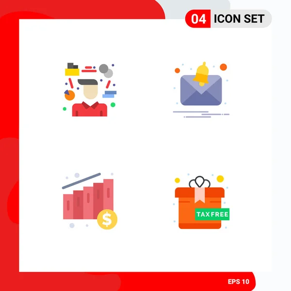 Thematic Vector Flat Icons Editable Symbols Manager Chart Consultant Message — Stock Vector