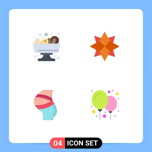 Pack Línea Vectores Editables Iconos Planos Simples Ensalada Embarazo Decoración — Archivo Imágenes Vectoriales