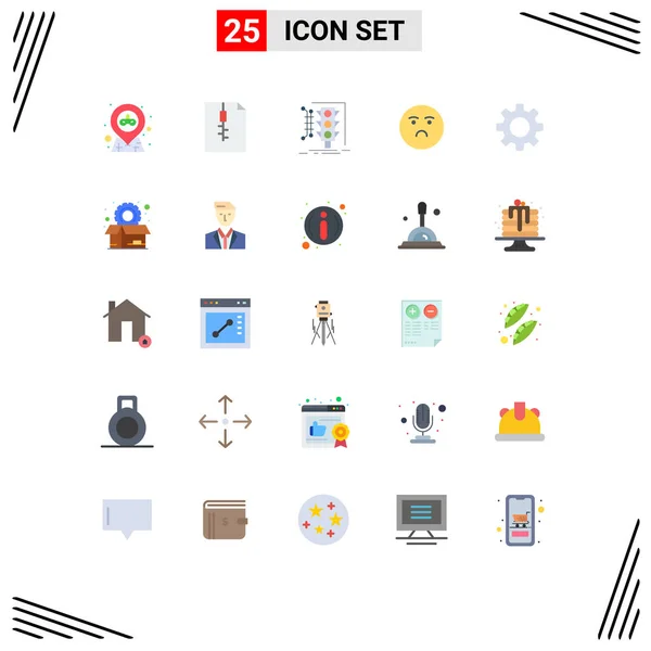 Set Modern Icons Sysymbols Signs Setting Sad Management Feeling Emoji — Vector de stock