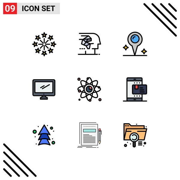 Pictogram Set Simple Filledline Flat Colors Atom Imac Interface Device — Stockový vektor