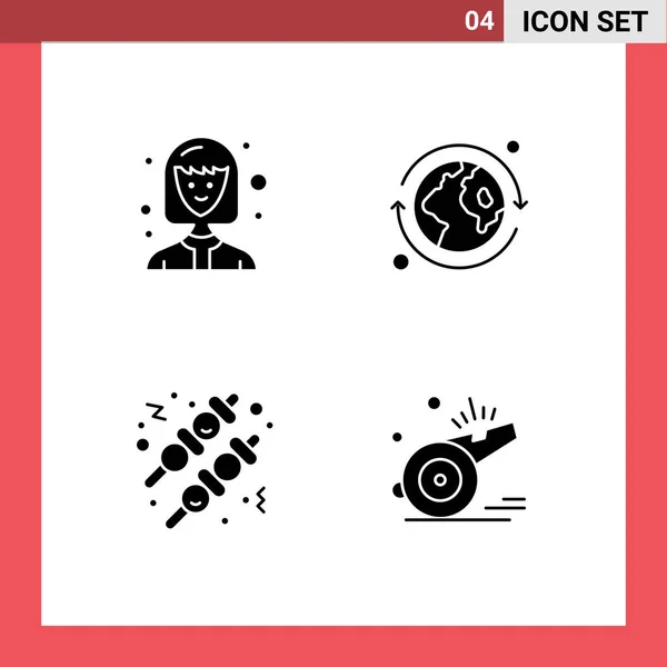 Universal Icon Symbols Group Modern Solid Glyphs Avatar Whistle Earth — 스톡 벡터