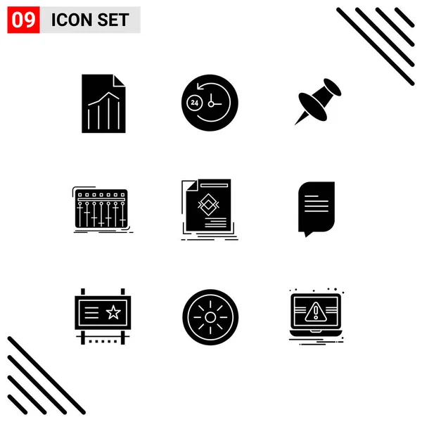 Set Modern Icons Sysymbols Signs Advertisement Studio Marker Music Editable — Vector de stock