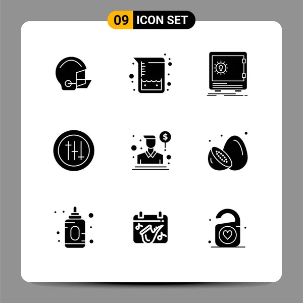 Set Modern Icons Symbols Signs Person Seo Bank Preferences Strongbox — Stock Vector