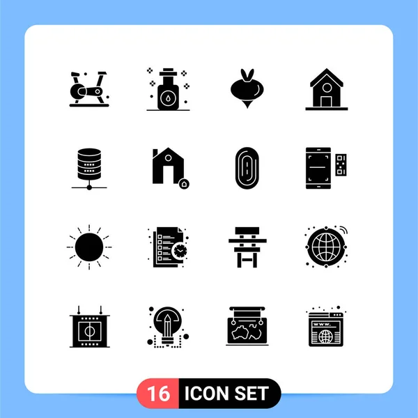 Set Modern Icons Sysymbols Signs Server Science Food School Education — Archivo Imágenes Vectoriales