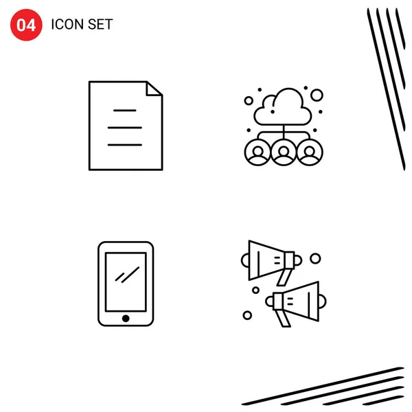 Pictogram Set Simple Filledline แบนของเอกสาร สมาร ทโฟน เมฆ องค ประกอบการออกแบบเวกเตอร — ภาพเวกเตอร์สต็อก