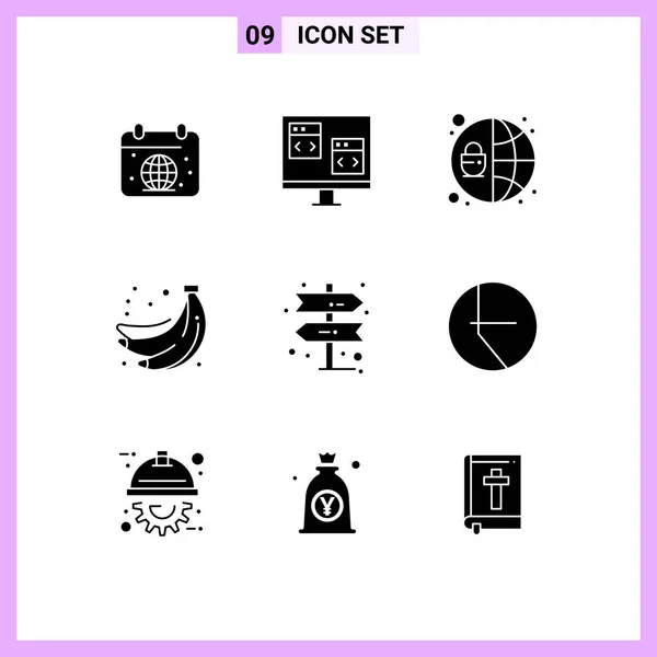 Pictogram Set Simple Solid Glyphs Business Summer Development Food Seo — 스톡 벡터