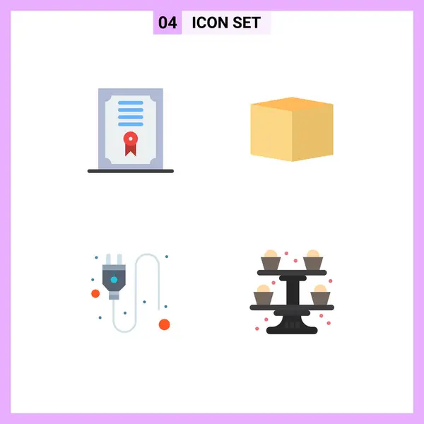 Mobile Interface Flat Icon Set Mit Piktogrammen Für Zertifikat Backen — Stockvektor