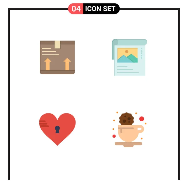 Modern Set Flat Icons Symbols Deliver Secure Poster Love Editable — Vector de stock