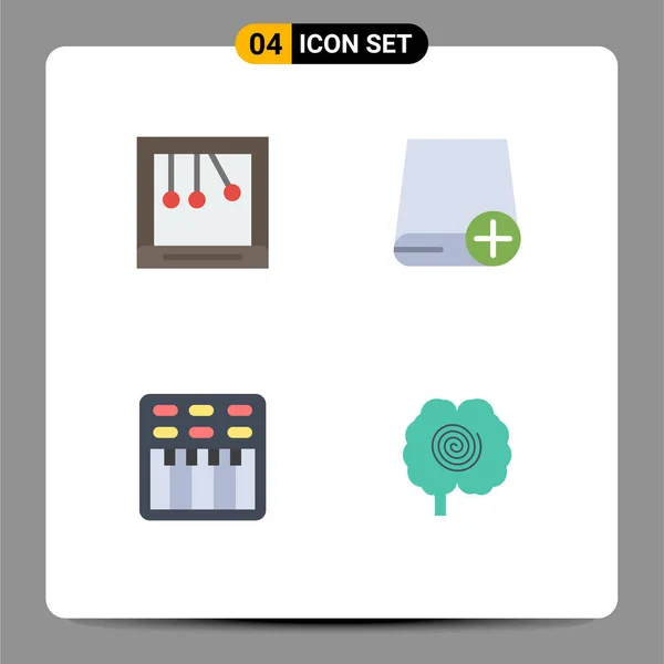 Piso Icon Pack Símbolos Universales Calma Película Añadir Accionar Sonido — Vector de stock