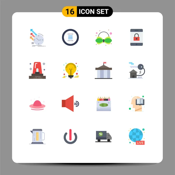 Set Modern Icons Sysymbols Signs Danger Mobile Menu Lock Tie — Vector de stock