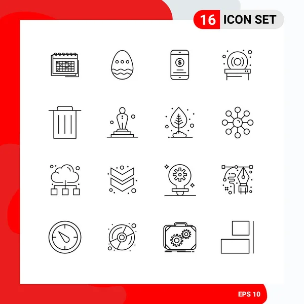 Mobile Interface Outline Set Pictograms Hardware Disk Easter Money Mobile — Vector de stock