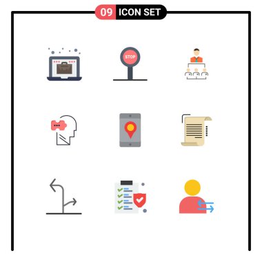 Hücrenin 9 yaratıcı düz renk paketi, çözme, iş, problem, mantık düzenlenebilir vektör tasarım elementleri