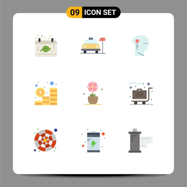 Creative Icons Modern Signs Symbols Flower Money Analytics Investment Processing — Stock Vector