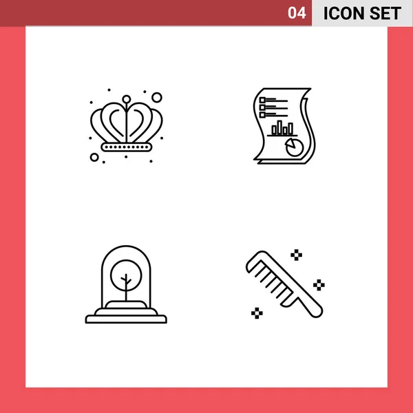 Креативные Иконки Современные Знаки Символы Короны Отчет Аудит Данные Завод — стоковый вектор