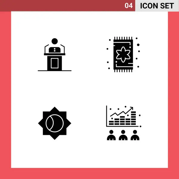 Solid Glyph Pack Universal Symbols Speaker Interior Professional Speech Basic — Stock Vector