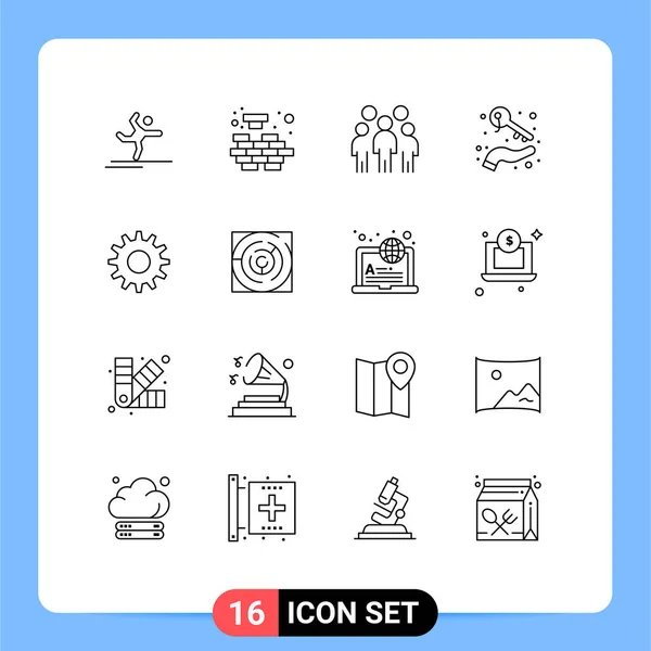 Mobile Interface Outline Set Pictograms Wealth Holding Group Hand Person — Stockový vektor