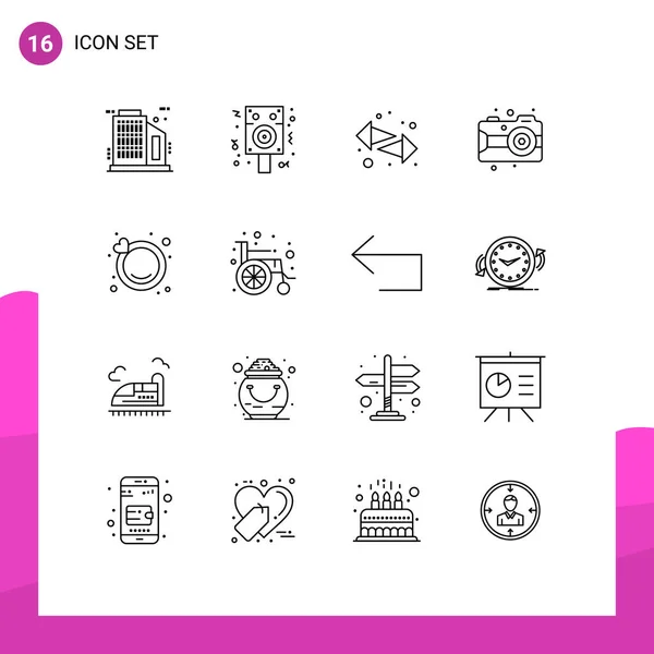 Creative Icons Modern Signs Sysymbols Wedding Engagement Switch Camera Arts — Vector de stock