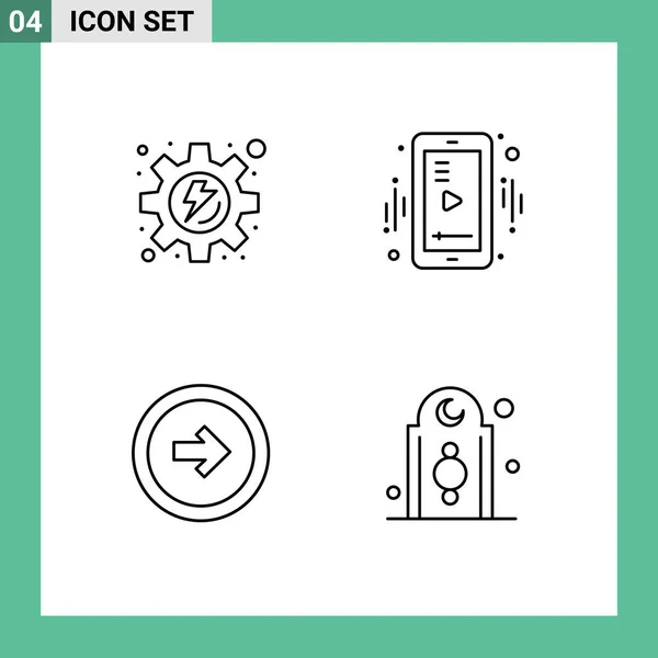 Creative Icons Modern Signs Symbols Energy User Media Video Right — Stock Vector