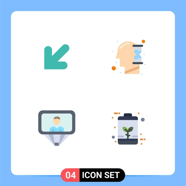 Flat Icon Pack Universal Symboly Šipky Člověk Hodinové Sklo Baterie — Stockový vektor